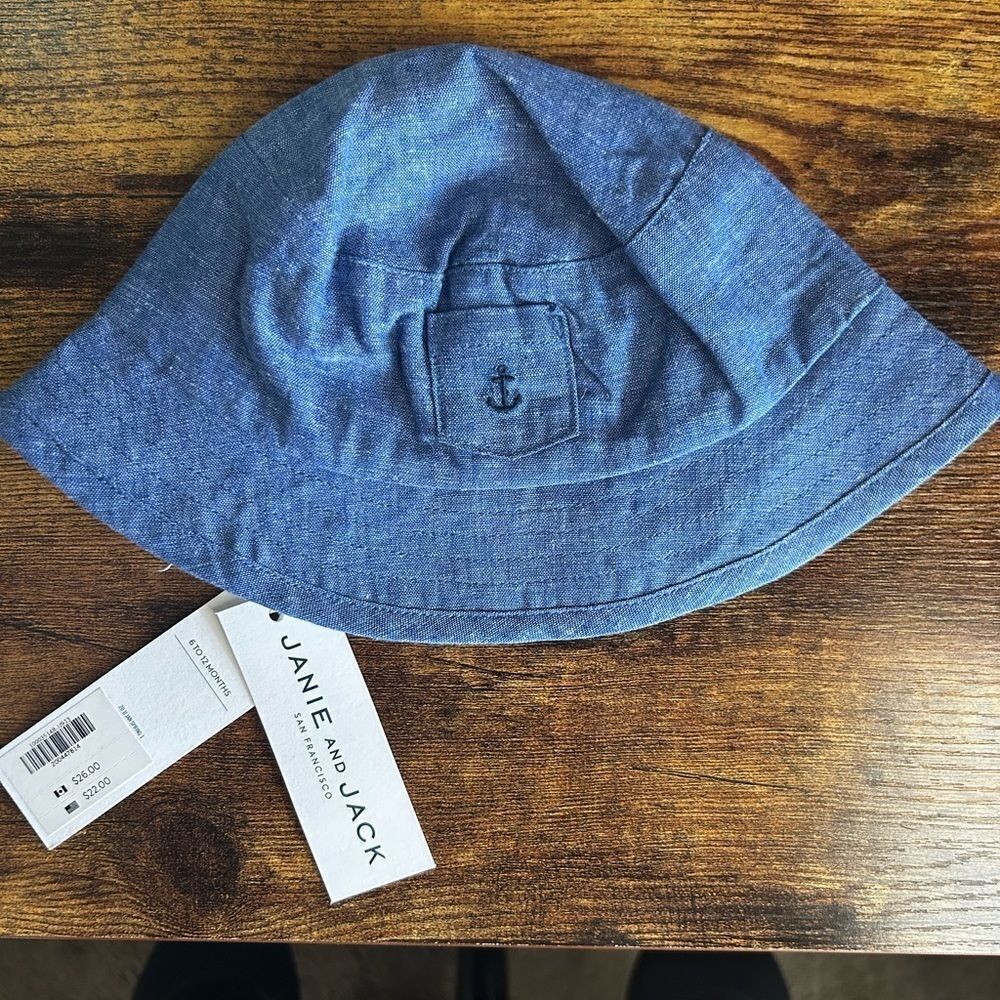 Janie and Jack Blue Hat with Anchor Detail